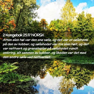 Picture 02 - 2 Kongebok 25:17 NORSK - Atten alen høi var den ene søile, og det var et - Bible Verse Picture