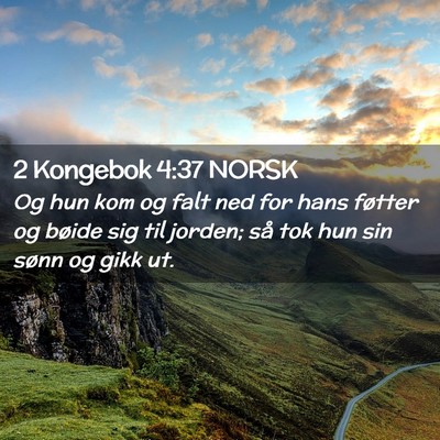 Picture 02 - 2 Kongebok 4:37 NORSK - Og hun kom og falt ned for hans føtter og bøide - Bible Verse Picture
