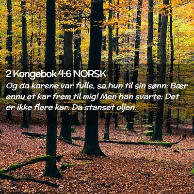 Picture 02 - 2 Kongebok 4:6 NORSK - Og da karene var fulle, sa hun til sin sønn: - Bible Verse Picture