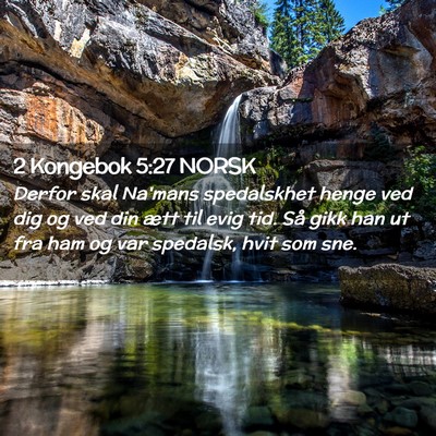 Picture 02 - 2 Kongebok 5:27 NORSK - Derfor skal Na'mans spedalskhet henge ved dig og - Bible Verse Picture