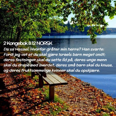 Picture 02 - 2 Kongebok 8:12 NORSK - Da sa Hasael: Hvorfor gråter min herre? Han - Bible Verse Picture