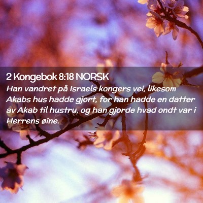 Picture 02 - 2 Kongebok 8:18 NORSK - Han vandret på Israels kongers vei, likesom - Bible Verse Picture