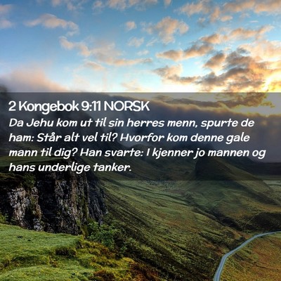Picture 02 - 2 Kongebok 9:11 NORSK - Da Jehu kom ut til sin herres menn, spurte de - Bible Verse Picture