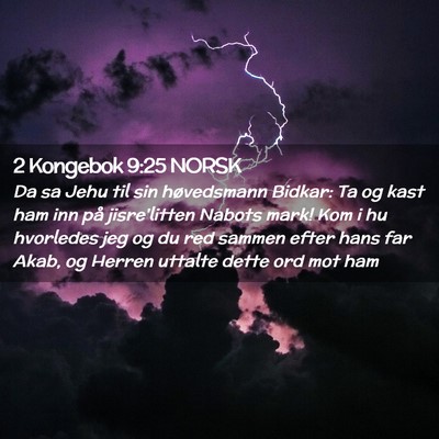 Picture 02 - 2 Kongebok 9:25 NORSK - Da sa Jehu til sin høvedsmann Bidkar: Ta og kast - Bible Verse Picture