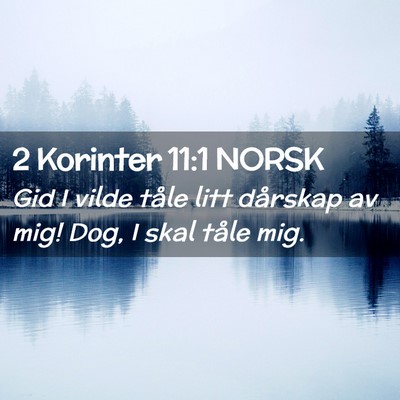 Picture 02 - 2 Korinter 11:1 NORSK - Gid I vilde tåle litt dårskap av mig! Dog, I - Bible Verse Picture