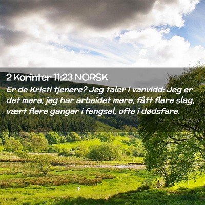 Picture 02 - 2 Korinter 11:23 NORSK - Er de Kristi tjenere? Jeg taler i vanvidd: Jeg er - Bible Verse Picture