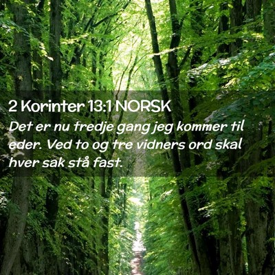 Picture 02 - 2 Korinter 13:1 NORSK - Det er nu tredje gang jeg kommer til eder. Ved to - Bible Verse Picture