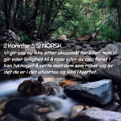 Picture 02 - 2 Korinter 5:12 NORSK - Vi gir oss nu ikke atter skussmål for eder; men - Bible Verse Picture
