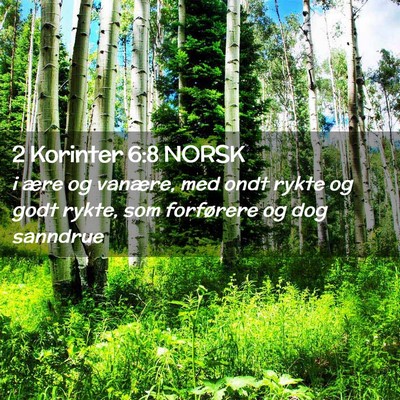 Picture 02 - 2 Korinter 6:8 NORSK - i ære og vanære, med ondt rykte og godt rykte, - Bible Verse Picture