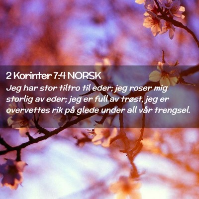 Picture 02 - 2 Korinter 7:4 NORSK - Jeg har stor tiltro til eder; jeg roser mig - Bible Verse Picture