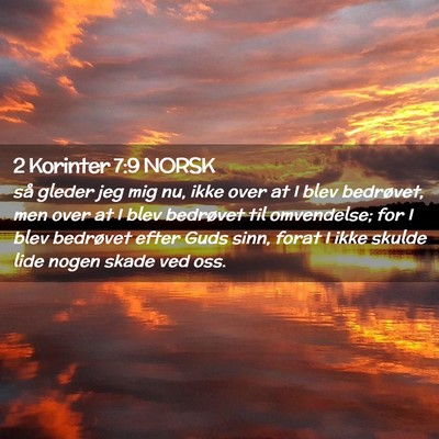 Picture 02 - 2 Korinter 7:9 NORSK - så gleder jeg mig nu, ikke over at I blev - Bible Verse Picture
