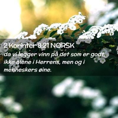 Picture 02 - 2 Korinter 8:21 NORSK - da vi legger vinn på det som er godt, ikke alene - Bible Verse Picture