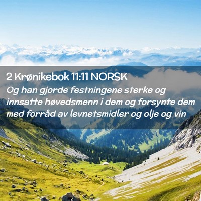 Picture 02 - 2 Krønikebok 11:11 NORSK - Og han gjorde festningene sterke og innsatte - Bible Verse Picture