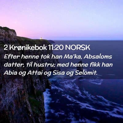 Picture 02 - 2 Krønikebok 11:20 NORSK - Efter henne tok han Ma'ka, Absaloms datter, til - Bible Verse Picture