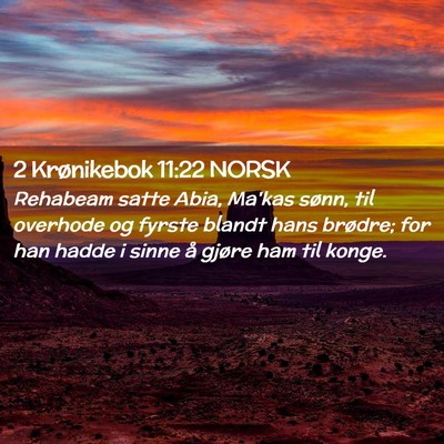 Picture 02 - 2 Krønikebok 11:22 NORSK - Rehabeam satte Abia, Ma'kas sønn, til overhode - Bible Verse Picture