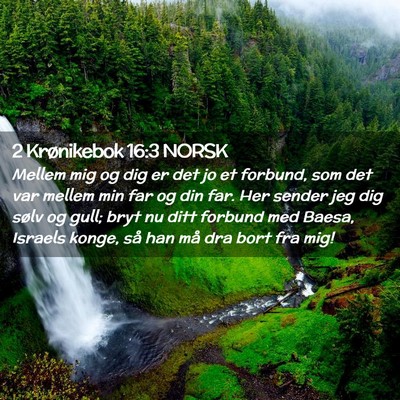 Picture 02 - 2 Krønikebok 16:3 NORSK - Mellem mig og dig er det jo et forbund, som det - Bible Verse Picture