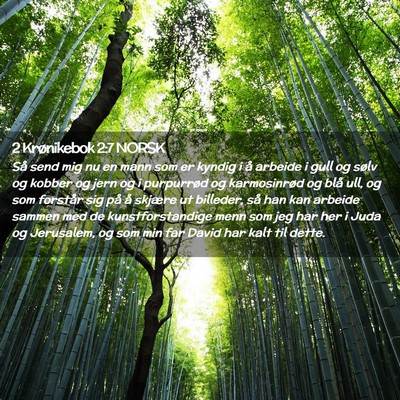 Picture 02 - 2 Krønikebok 2:7 NORSK - Så send mig nu en mann som er kyndig i å - Bible Verse Picture