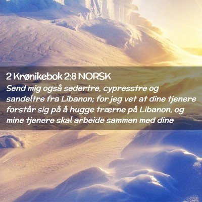 Picture 02 - 2 Krønikebok 2:8 NORSK - Send mig også sedertre, cypresstre og sandeltre - Bible Verse Picture