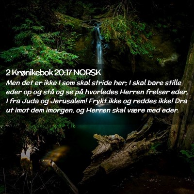 Picture 02 - 2 Krønikebok 20:17 NORSK - Men det er ikke I som skal stride her; I skal - Bible Verse Picture