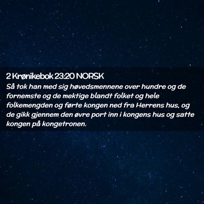 Picture 02 - 2 Krønikebok 23:20 NORSK - Så tok han med sig høvedsmennene over hundre og - Bible Verse Picture