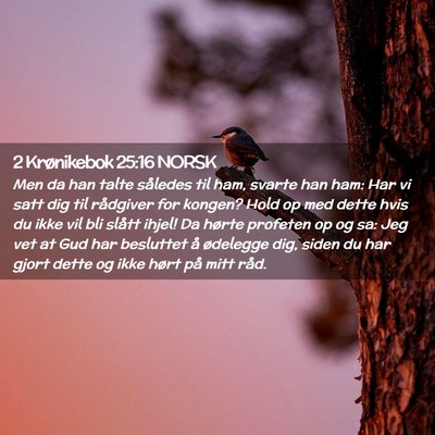 Picture 02 - 2 Krønikebok 25:16 NORSK - Men da han talte således til ham, svarte han - Bible Verse Picture