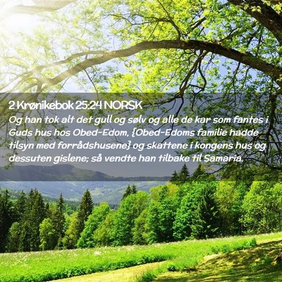 Picture 02 - 2 Krønikebok 25:24 NORSK - Og han tok alt det gull og sølv og alle de kar - Bible Verse Picture