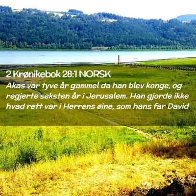 Picture 02 - 2 Krønikebok 28:1 NORSK - Akas var tyve år gammel da han blev konge, og - Bible Verse Picture