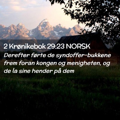 Picture 02 - 2 Krønikebok 29:23 NORSK - Derefter førte de syndoffer-bukkene frem foran - Bible Verse Picture
