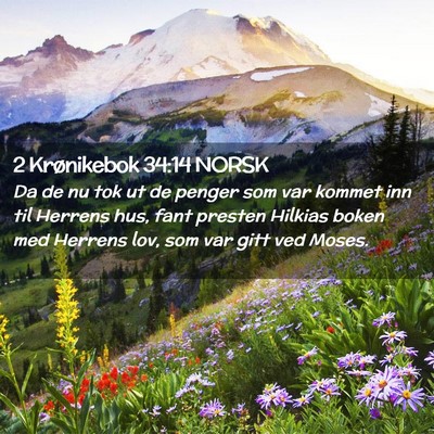 Picture 02 - 2 Krønikebok 34:14 NORSK - Da de nu tok ut de penger som var kommet inn til - Bible Verse Picture