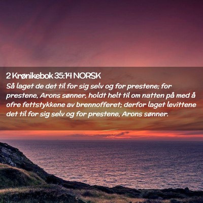 Picture 02 - 2 Krønikebok 35:14 NORSK - Så laget de det til for sig selv og for - Bible Verse Picture