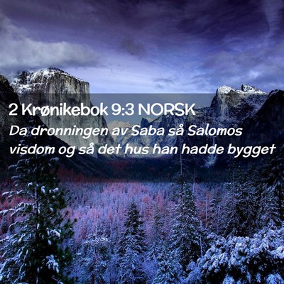 Picture 02 - 2 Krønikebok 9:3 NORSK - Da dronningen av Saba så Salomos visdom og så - Bible Verse Picture