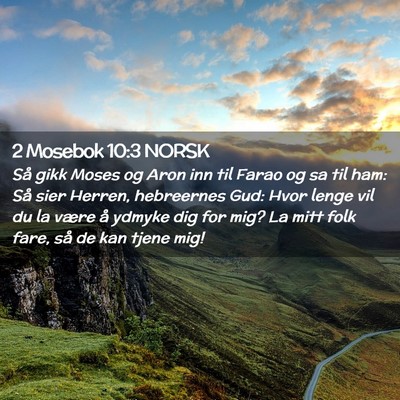 Picture 02 - 2 Mosebok 10:3 NORSK - Så gikk Moses og Aron inn til Farao og sa til - Bible Verse Picture