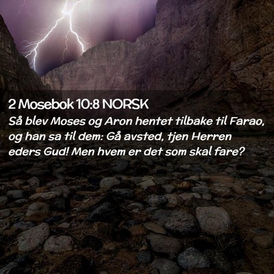 Picture 02 - 2 Mosebok 10:8 NORSK - Så blev Moses og Aron hentet tilbake til Farao, - Bible Verse Picture