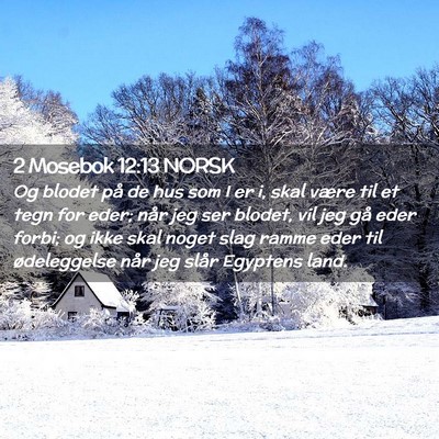 Picture 02 - 2 Mosebok 12:13 NORSK - Og blodet på de hus som I er i, skal være til - Bible Verse Picture