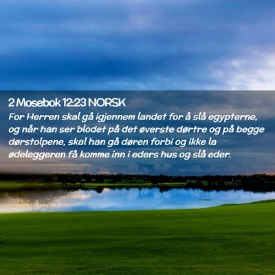 Picture 02 - 2 Mosebok 12:23 NORSK - For Herren skal gå igjennem landet for å slå - Bible Verse Picture