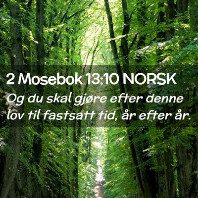 Picture 02 - 2 Mosebok 13:10 NORSK - Og du skal gjøre efter denne lov til fastsatt - Bible Verse Picture