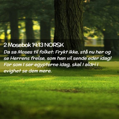 Picture 02 - 2 Mosebok 14:13 NORSK - Da sa Moses til folket: Frykt ikke, stå nu her - Bible Verse Picture