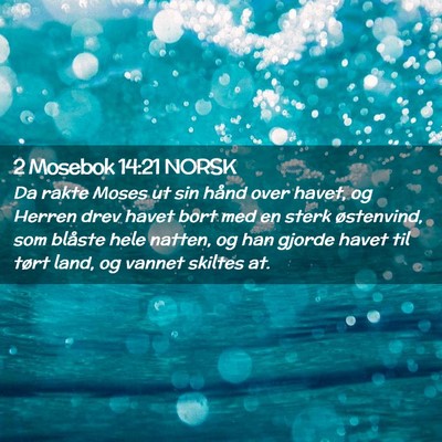 Picture 02 - 2 Mosebok 14:21 NORSK - Da rakte Moses ut sin hånd over havet, og Herren - Bible Verse Picture
