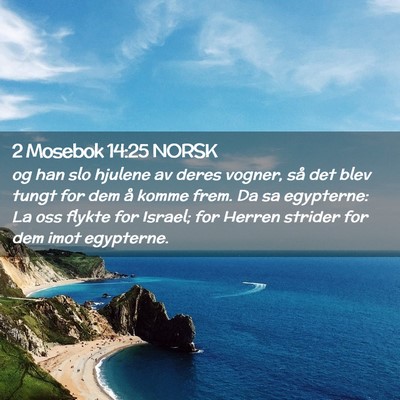 Picture 02 - 2 Mosebok 14:25 NORSK - og han slo hjulene av deres vogner, så det blev - Bible Verse Picture