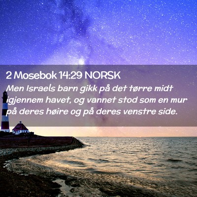 Picture 02 - 2 Mosebok 14:29 NORSK - Men Israels barn gikk på det tørre midt - Bible Verse Picture