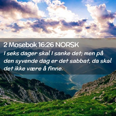 Picture 02 - 2 Mosebok 16:26 NORSK - I seks dager skal I sanke det; men på den - Bible Verse Picture