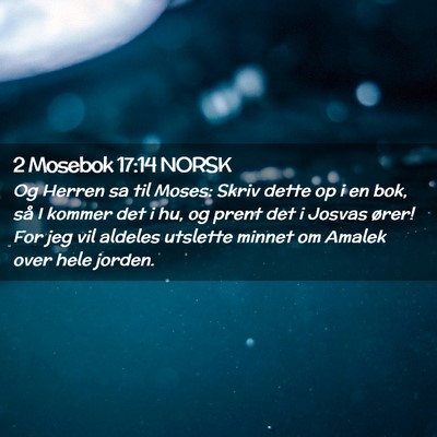 Picture 02 - 2 Mosebok 17:14 NORSK - Og Herren sa til Moses: Skriv dette op i en bok, - Bible Verse Picture
