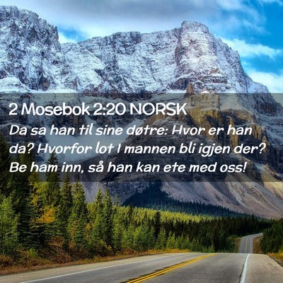 Picture 02 - 2 Mosebok 2:20 NORSK - Da sa han til sine døtre: Hvor er han da? - Bible Verse Picture