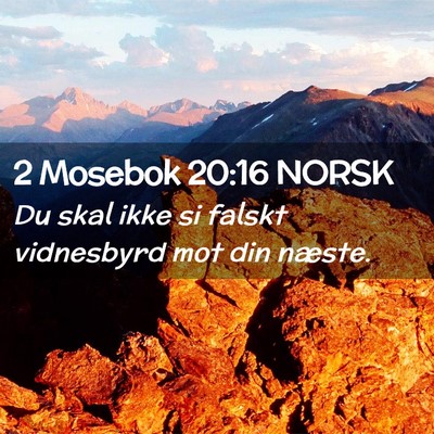 Picture 02 - 2 Mosebok 20:16 NORSK - Du skal ikke si falskt vidnesbyrd mot din - Bible Verse Picture