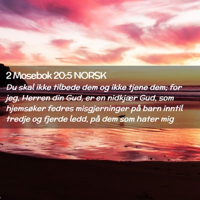 Picture 02 - 2 Mosebok 20:5 NORSK - Du skal ikke tilbede dem og ikke tjene dem; for - Bible Verse Picture