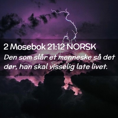 Picture 02 - 2 Mosebok 21:12 NORSK - Den som slår et menneske så det dør, han skal - Bible Verse Picture