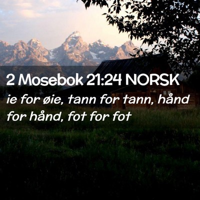 Picture 02 - 2 Mosebok 21:24 NORSK - ie for øie, tann for tann, hånd for hånd, fot - Bible Verse Picture