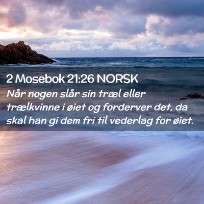 Picture 02 - 2 Mosebok 21:26 NORSK - Når nogen slår sin træl eller trælkvinne i - Bible Verse Picture