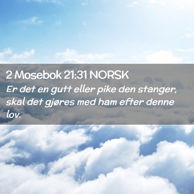 Picture 02 - 2 Mosebok 21:31 NORSK - Er det en gutt eller pike den stanger, skal det - Bible Verse Picture