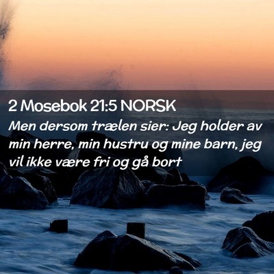 Picture 02 - 2 Mosebok 21:5 NORSK - Men dersom trælen sier: Jeg holder av min herre, - Bible Verse Picture